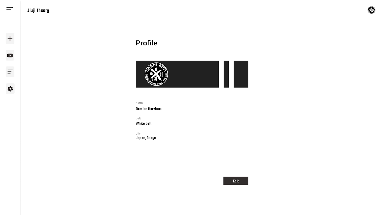 Jiuji Theory website screenshot, presenting the design of the profile page